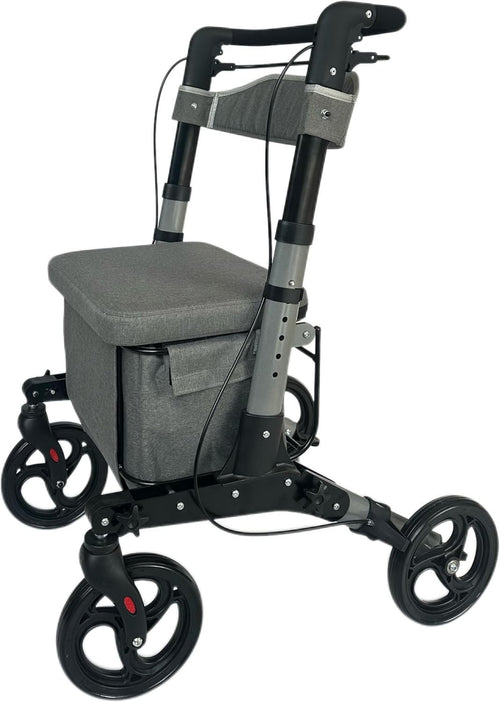 Folding Rollator Walker with Seat & Shopping Trolley Cart Black 50L