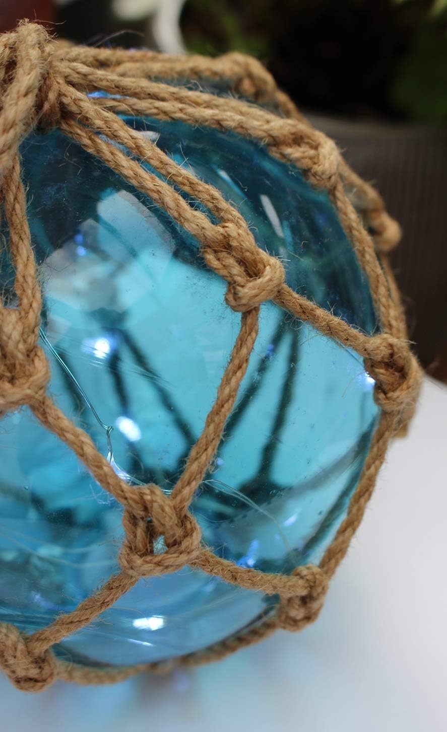 LED Glass Fishing Float 12cm Nautical Hanging Buoy Ornament Coastal Decor Light