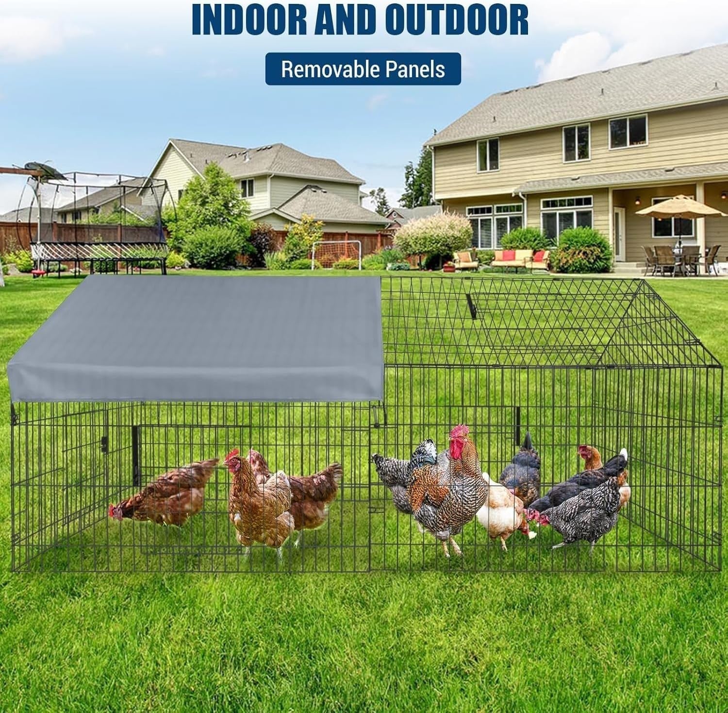 2.2x1m Walk In Metal Chicken Coop Run w UV Cover