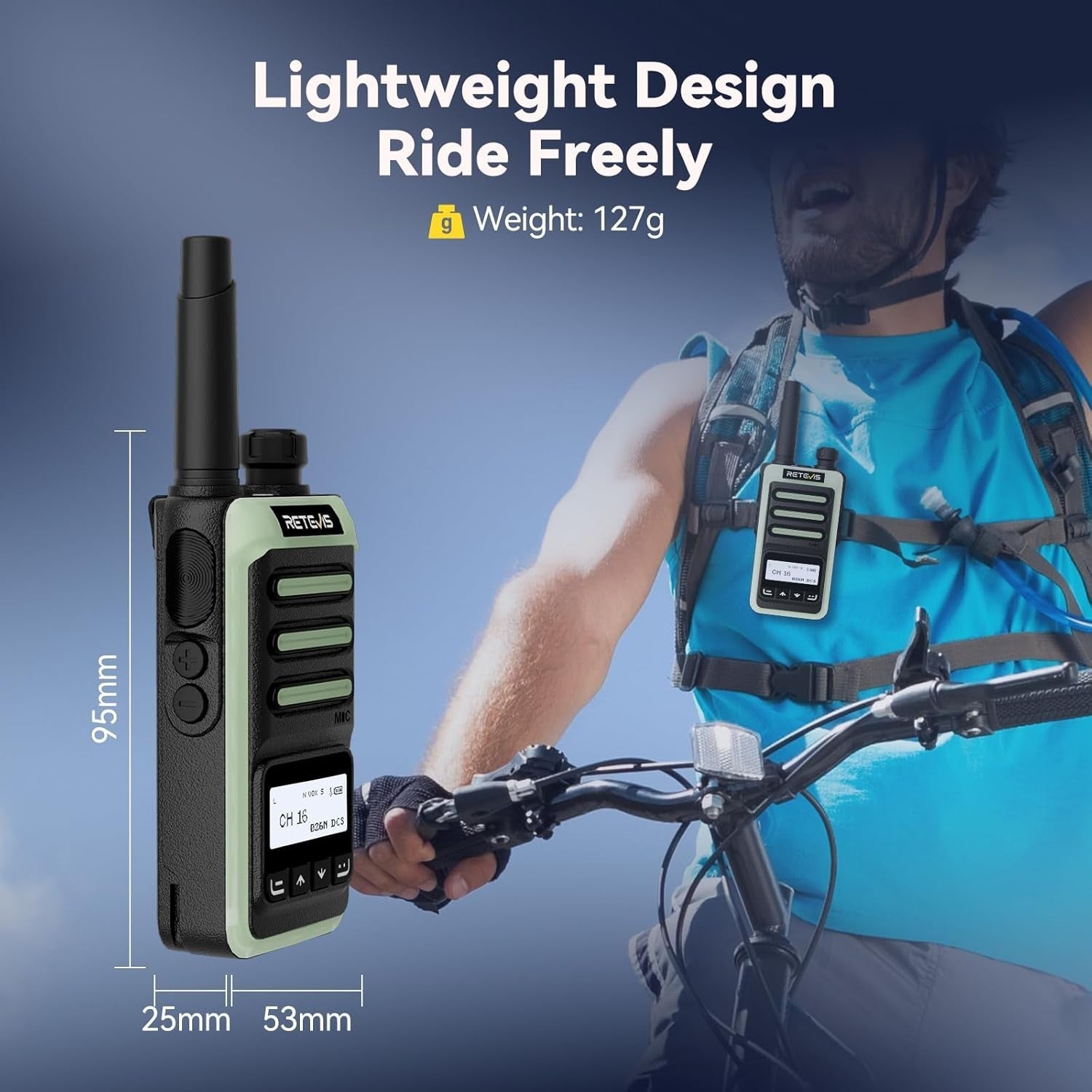 Rechargeable Walkie Talkie LCD Screen Type-C Fast Charging LED Radio