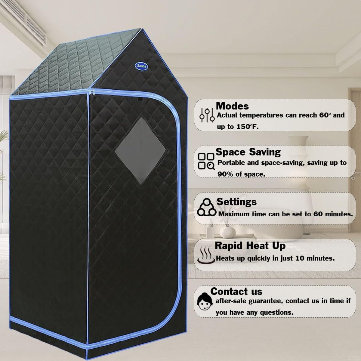 Portable Infrared Sauna Tent w/ Remote & Heated Foot Pad – Home Spa Black