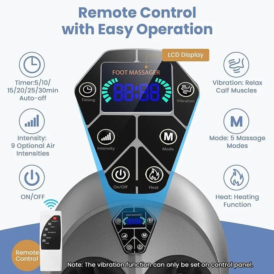 Shiatsu Foot Massager with Heat Deep Kneading Rolling & Vibration Therapy