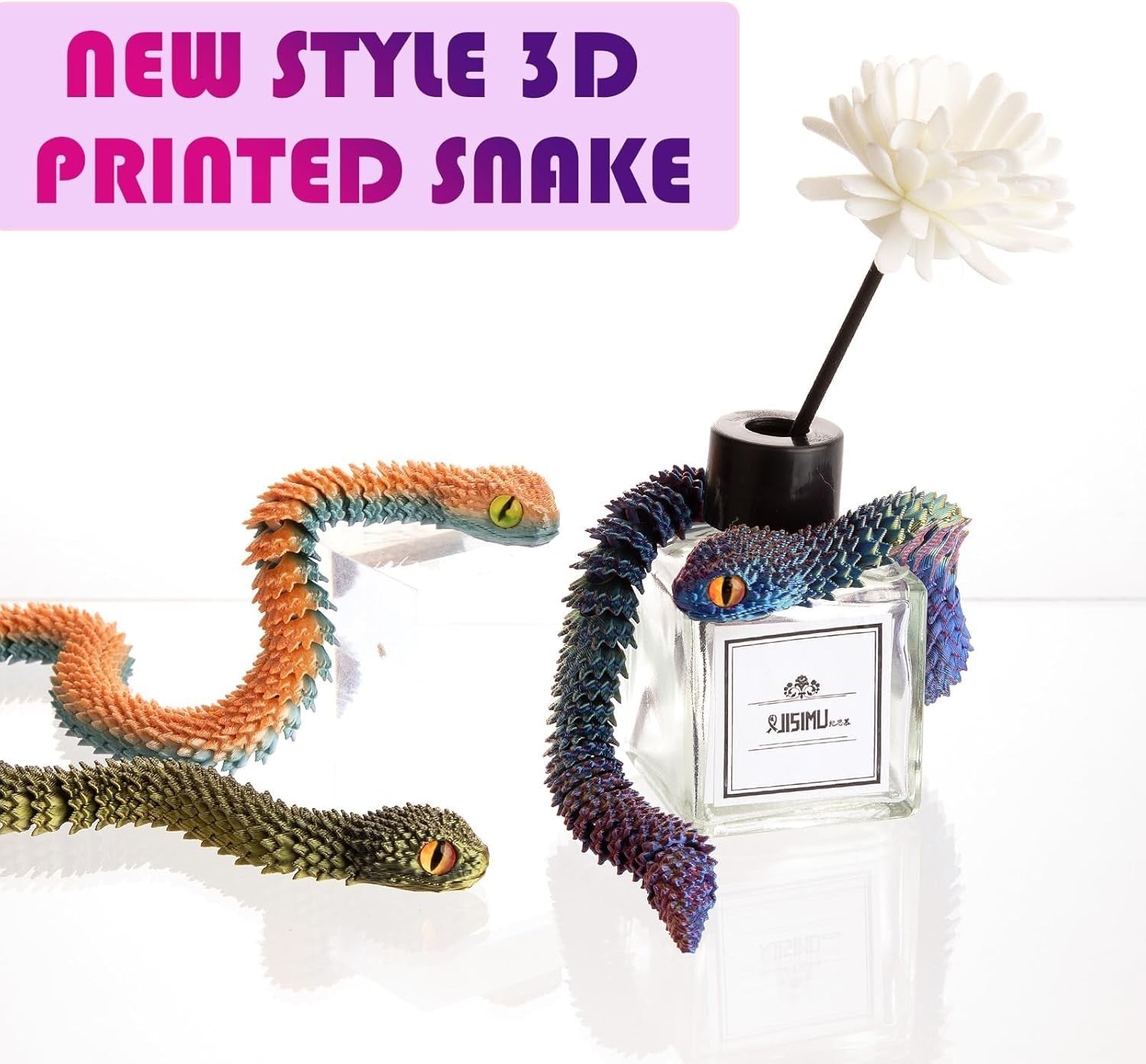 3pcs 3D Printed Mini Snake Fidget Toy Desk Stress Relief Set