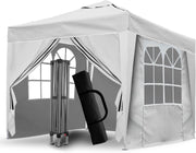 3x3M White Pop Up Gazebo With Removable Sides Waterproof Outdoor Tent