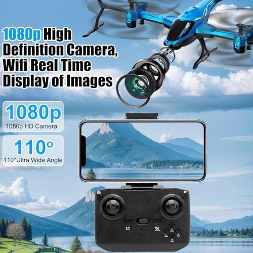 HD Camera RC Helicopter Drone with Obstacle Avoidance & 360° Flips for Kids