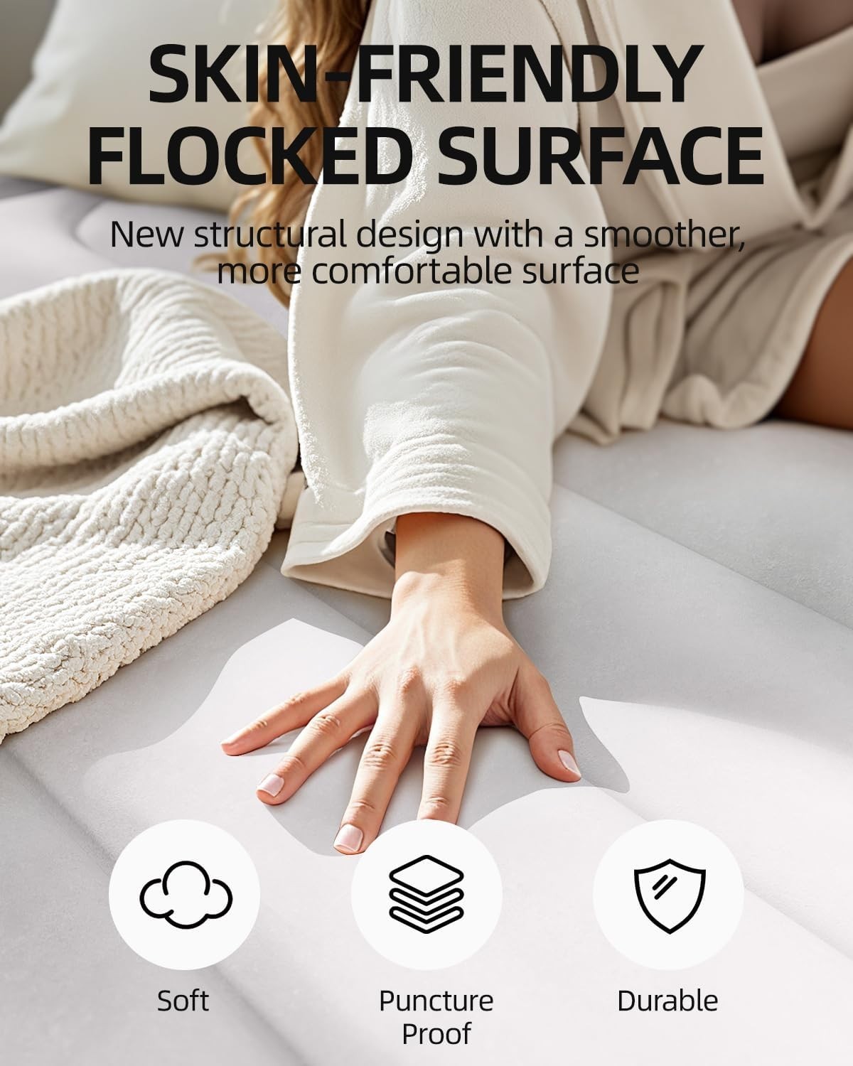 King Size Inflatable Air Mattress with Built-In Pump – Quick Inflate, Portable B