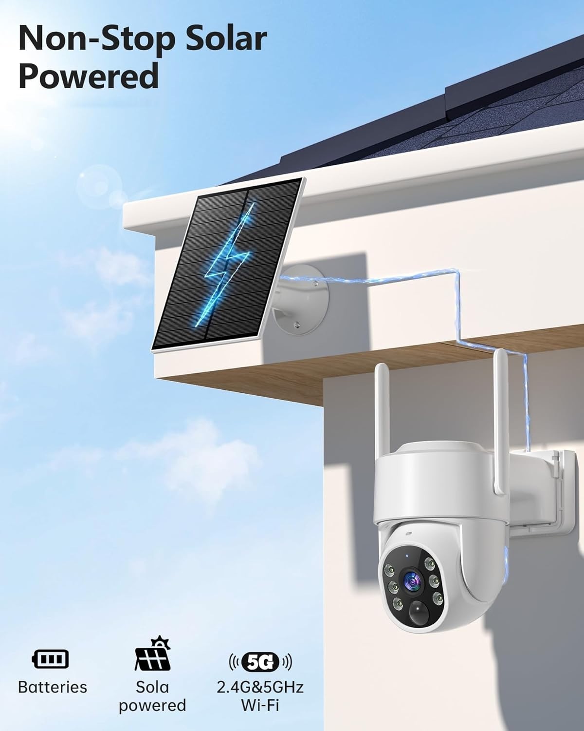 2 Pack Solar Security Camera Wireless 2K PTZ WiFi Outdoor CCTV Cam