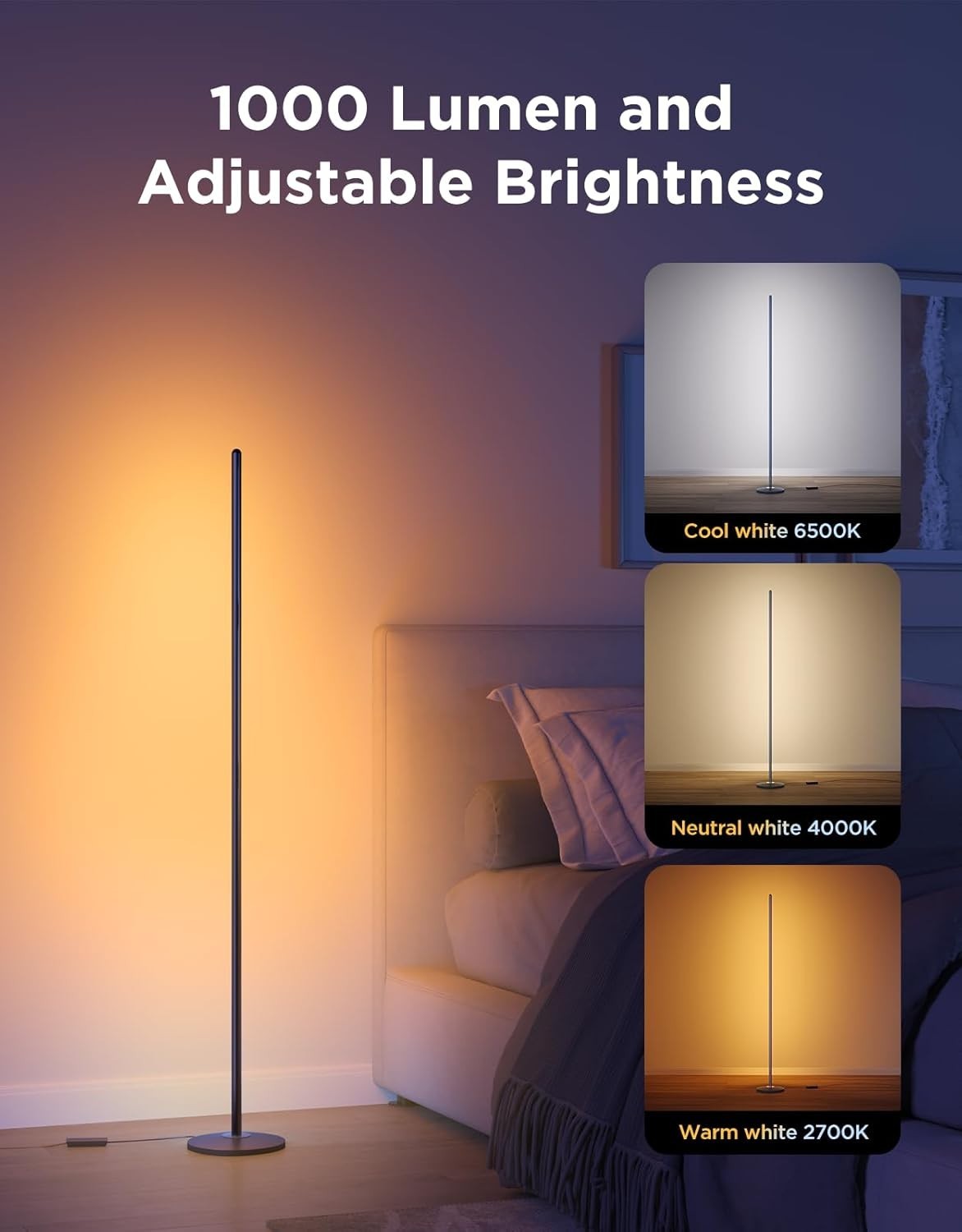 RGB Corner Floor Lamp Smart LED Light 61 Modes Music Sync Alexa Mood Lamp