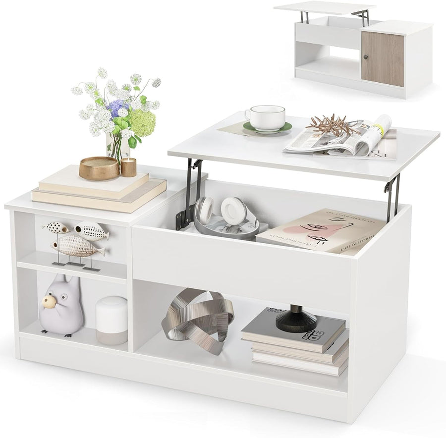 Lift-Top Coffee Table with Storage, Adjustable Height & Hidden Compartments