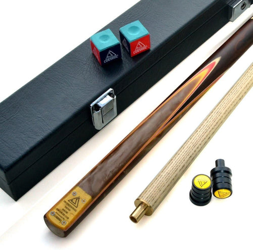 57” Ash Snooker Pool Cue 2 Piece 18oz 9.5mm Tip Leatherette Case