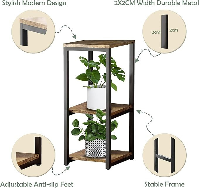 8 Tier Tall Metal Plant Stand with LED Grow Lights Indoor Multi Pot Shelf
