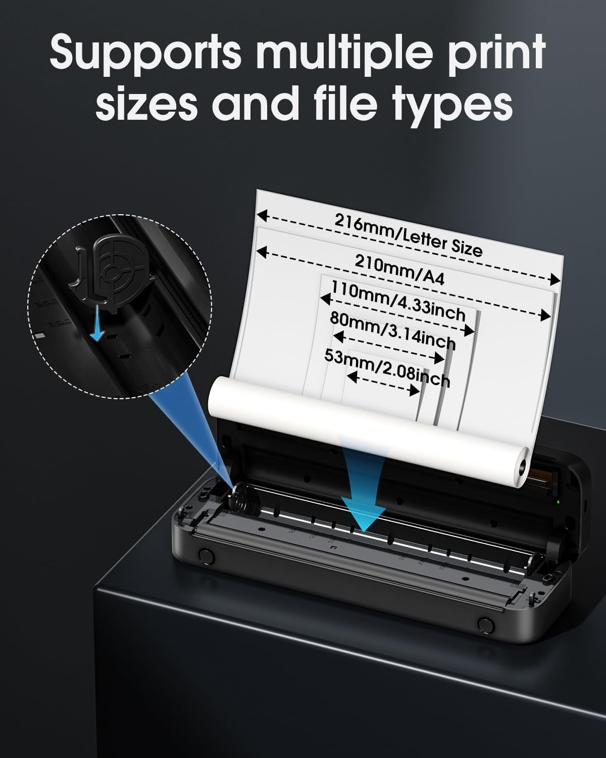 A4 Wireless Thermal Printer 300DPI Portable Black