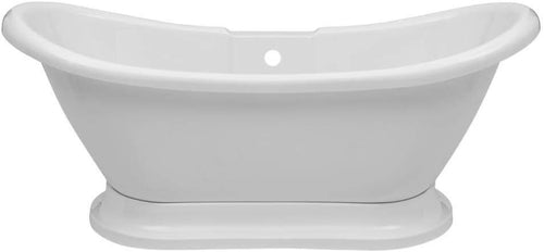 White 1750x730mm Double Ended Freestanding Slipper Bath – Traditional Acrylic