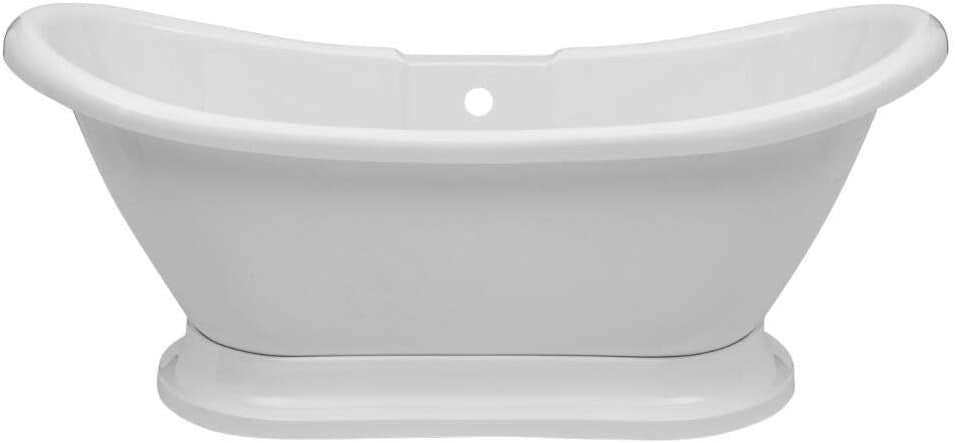 White 1750x730mm Double Ended Freestanding Slipper Bath – Traditional Acrylic