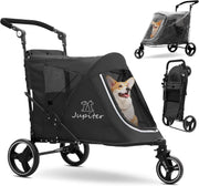 3 Wheel Dog Stroller Pushchair Foldable Pet Pram 30kg Black