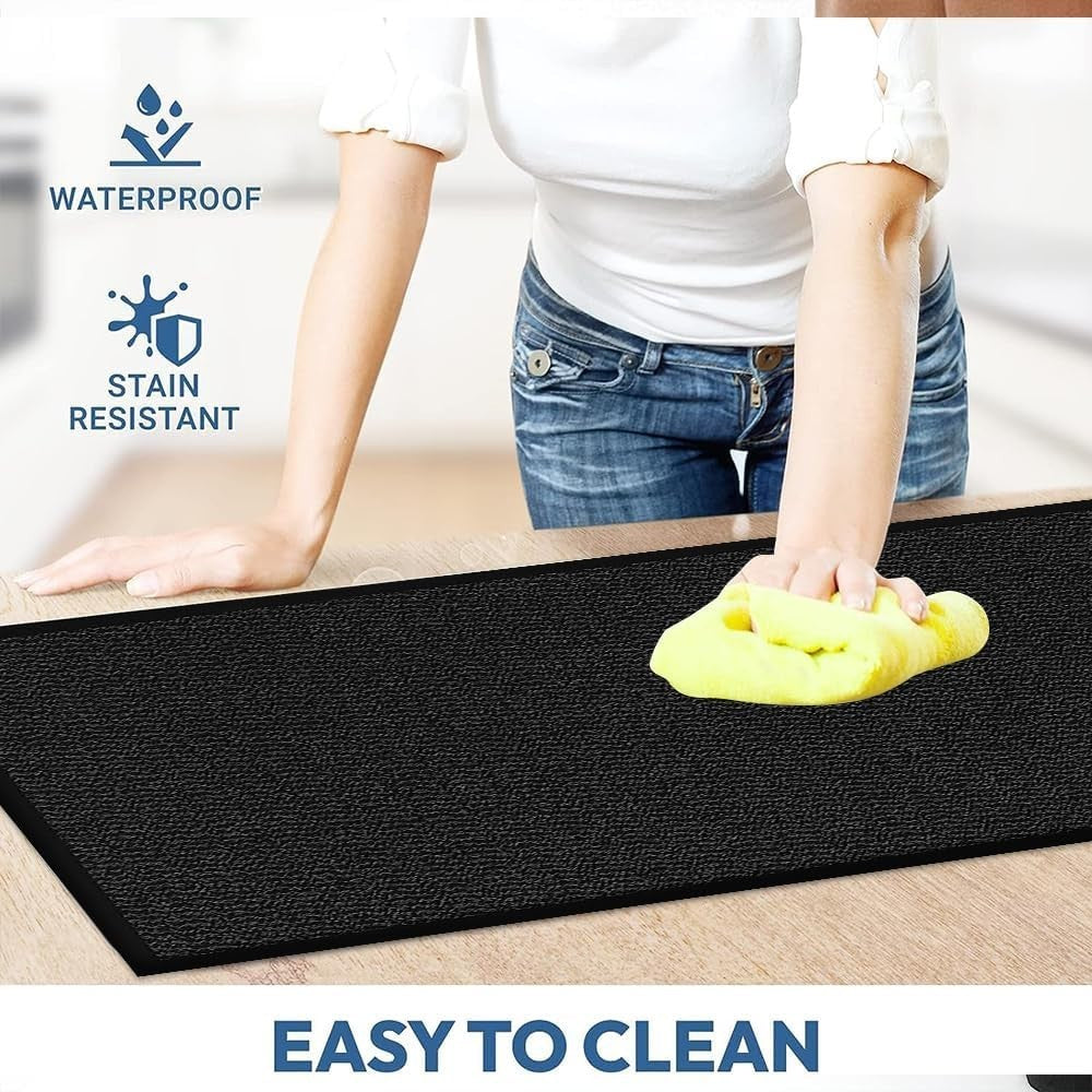 Small Black Waterproof Door Mat 40x60cm Non Slip Indoor Outdoor Entrance Rug