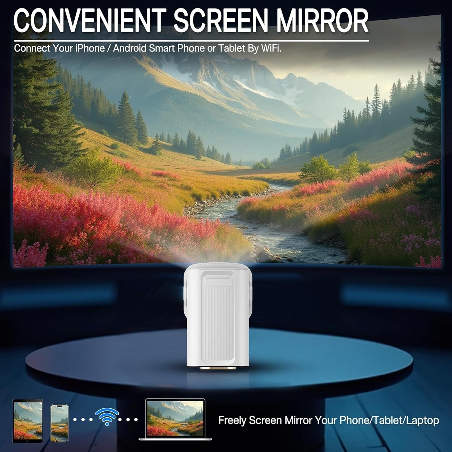 Smart Mini Projector WiFi 6 Bluetooth 4K Support Auto Focus 16000L