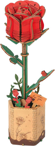 3D Wooden Red Rose Puzzle Kit – DIY Floral Craft Gift & Home Decor