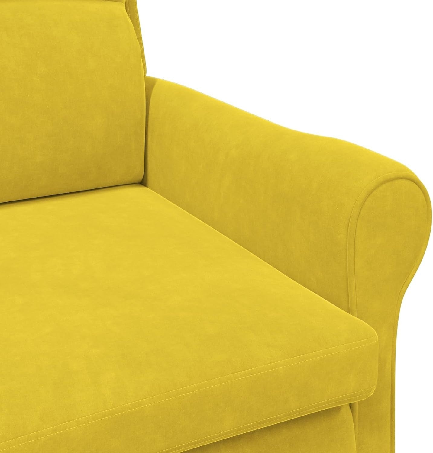 Yellow Highback Armchair Fabric Wingback Lounge Chair Wooden Legs