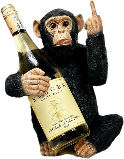 Black Monkey Wine Bottle Holder Resin Ornament Funny Bar Display Gift 42cm