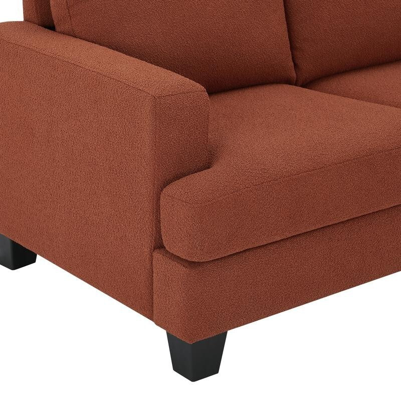 3 Seater Chaise Sofa Burnt Orange Boucle Fabric | Left or Right L Shape