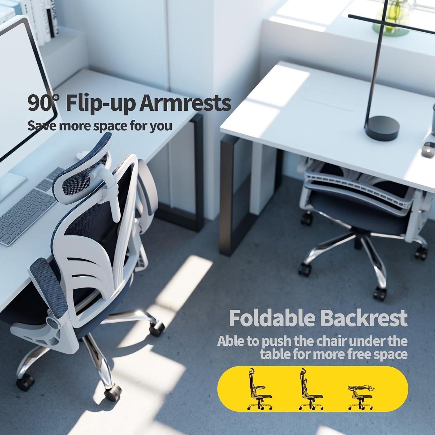 Ergonomic Folding Office Chair Mesh Back Lumbar Support Home Desk Seat