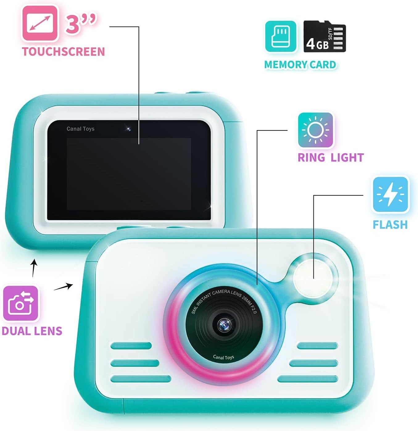 Kids Instant Print Camera 32MP Touchscreen Selfie Camera 100 Photos