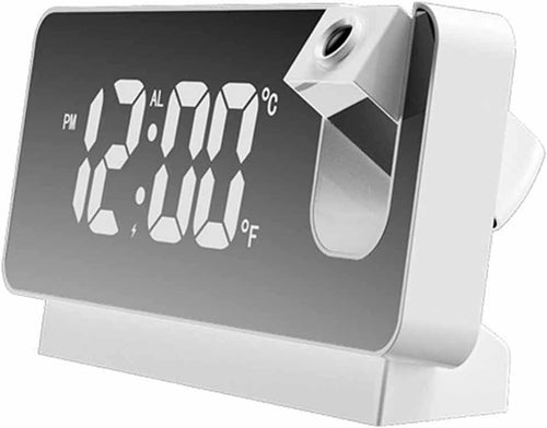 Projection Alarm Clock Radio Digital Mirror LED Dual Alarm Bedroom
