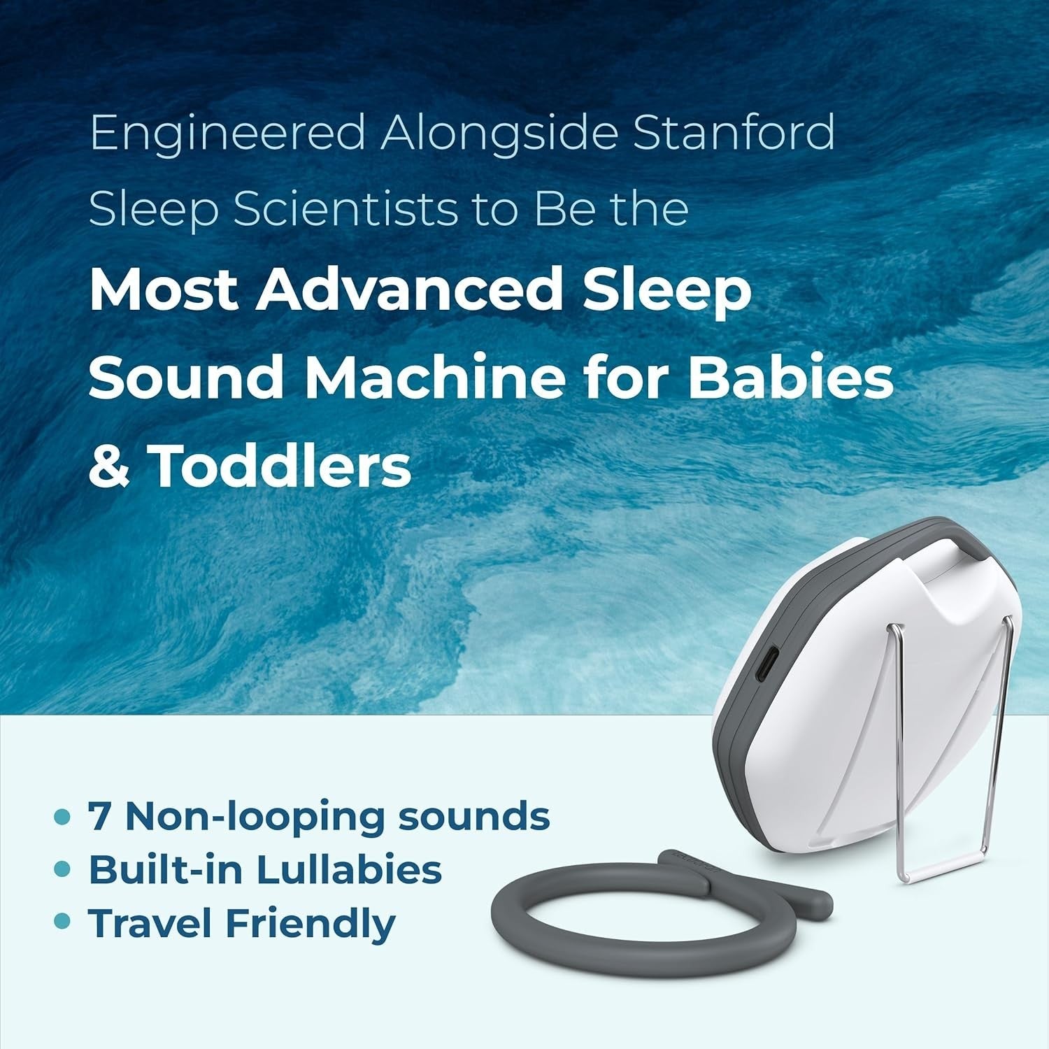 Portable White Noise Sleep Machine 7 Non-Looping Sounds Rechargeable