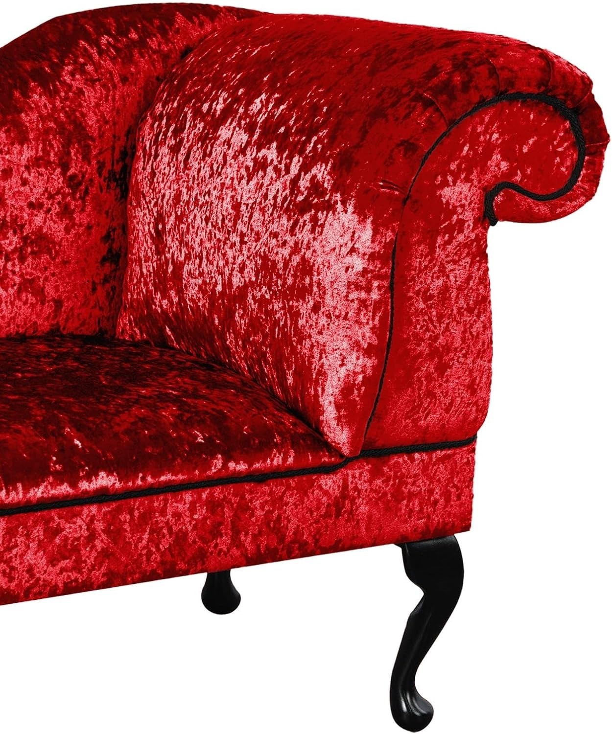 Shimmer Velvet Chaise Lounge Sofa Right Hand – Red, UK Handmade