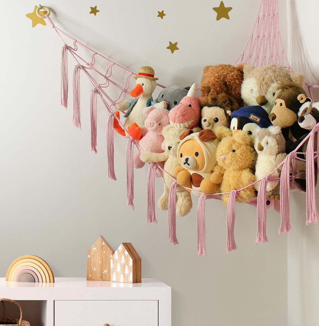 XL Toy Hammock Storage Net for Stuffed Animals – Cotton Wall Corner Holder