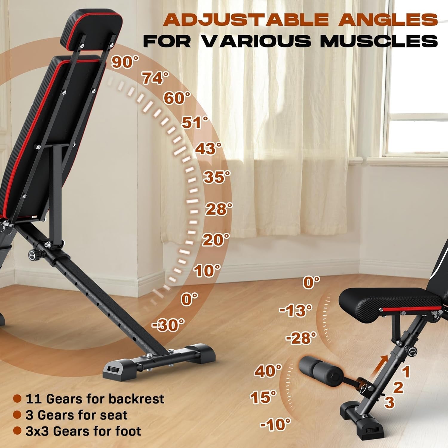 Heavy Duty Folding Weight Bench 400kg Incline Flat Adjustable Home Gym