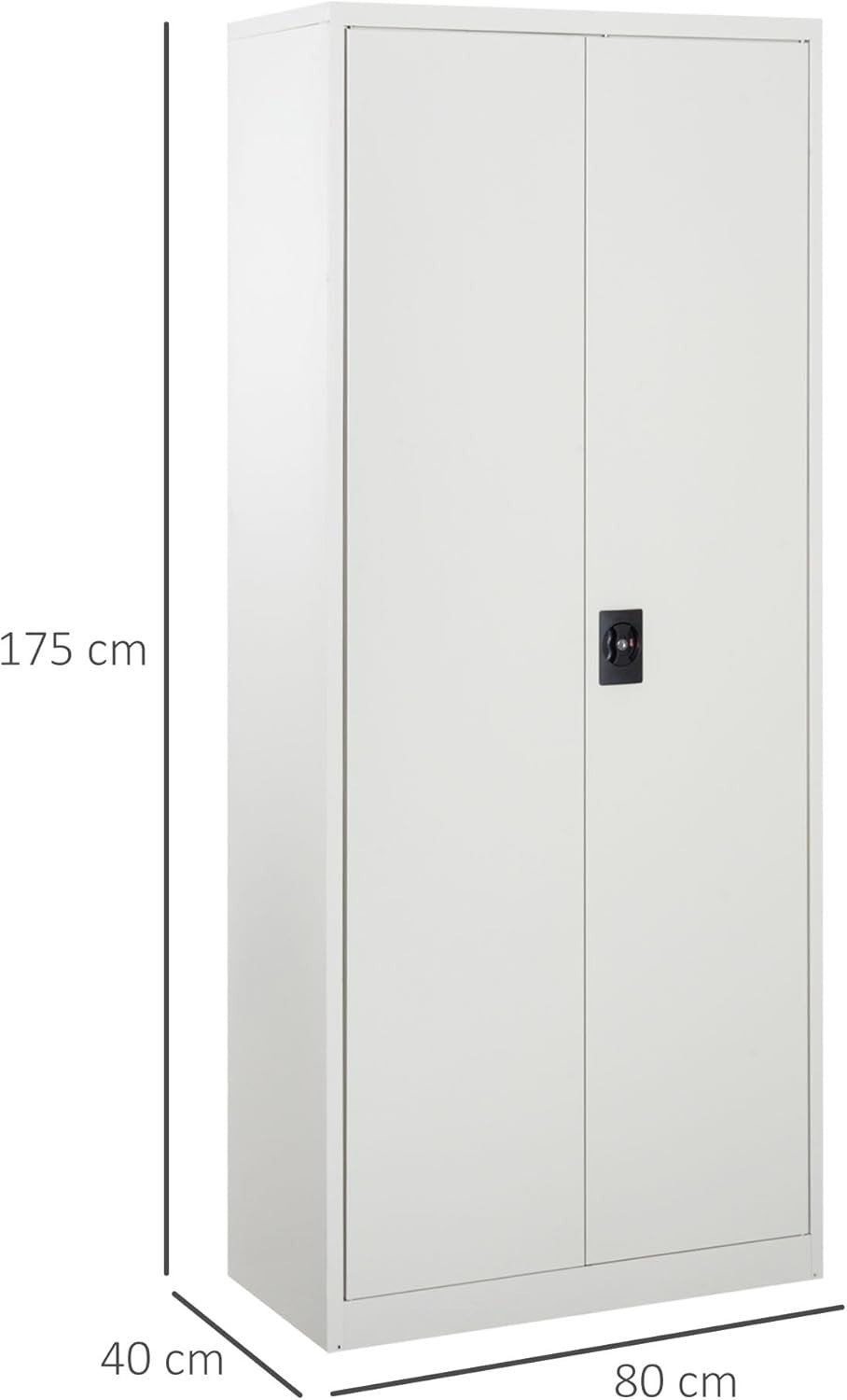 Tall Steel Lockable Filing Cabinet 2 Door Adjustable Shelf Storage 175cm