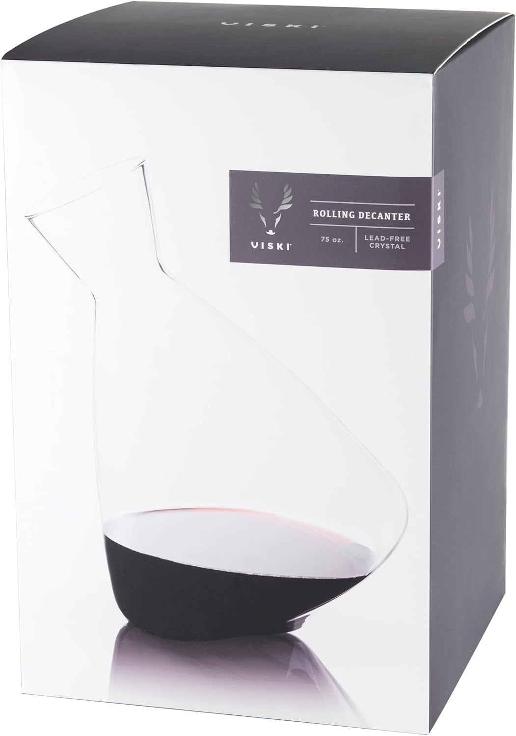 Luxury Crystal Rolling Wine Decanter 75oz – Lead-Free Aeration Carafe Gift