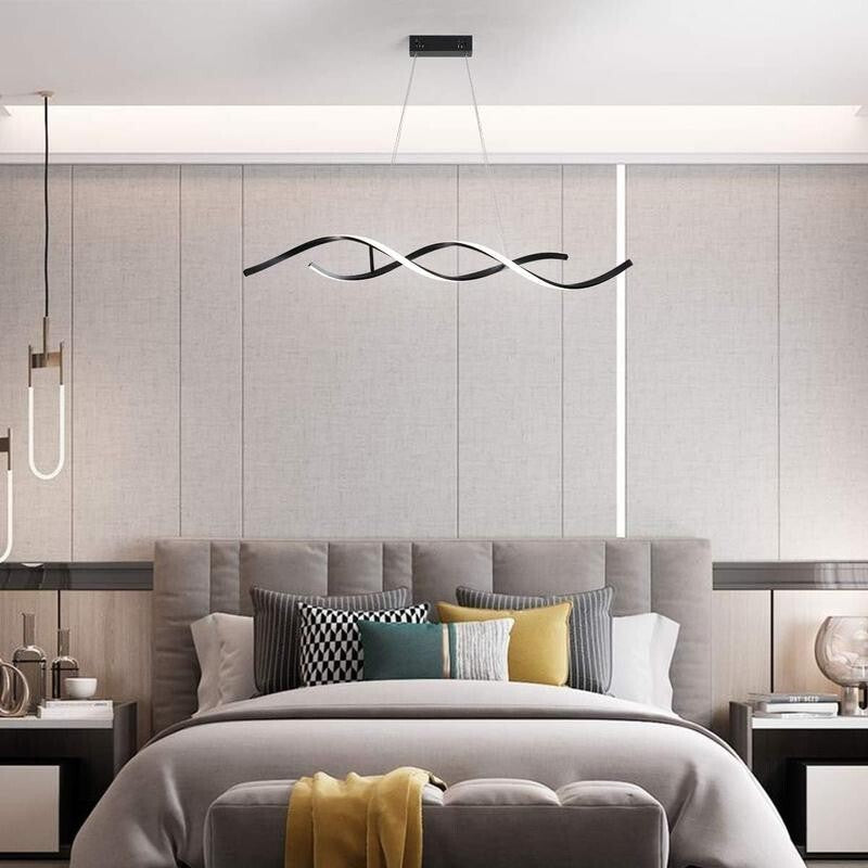 Wave LED Pendant Chandelier Light Remote Dimmable 40W Modern Flush Lamp