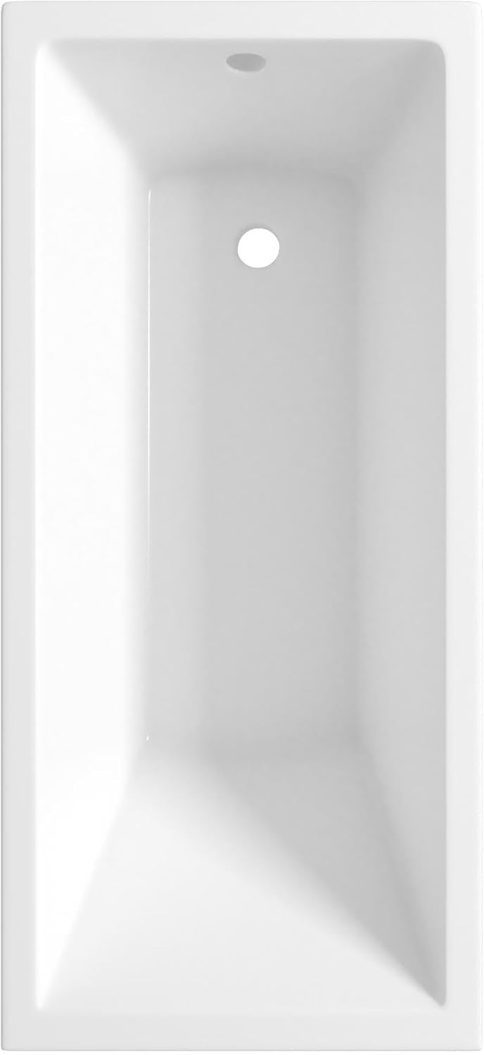 1400 x 700mm Single Ended Acrylic Square – White Designer Soaking Bath Tub