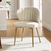 Tan Velvet Upholstered Dining & Vanity Chair – Modern Accent Seat with Metal Leg