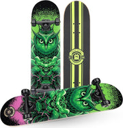 31" Adult Beginner Maple Skateboard with 50mm PU Wheels & Bubo Design