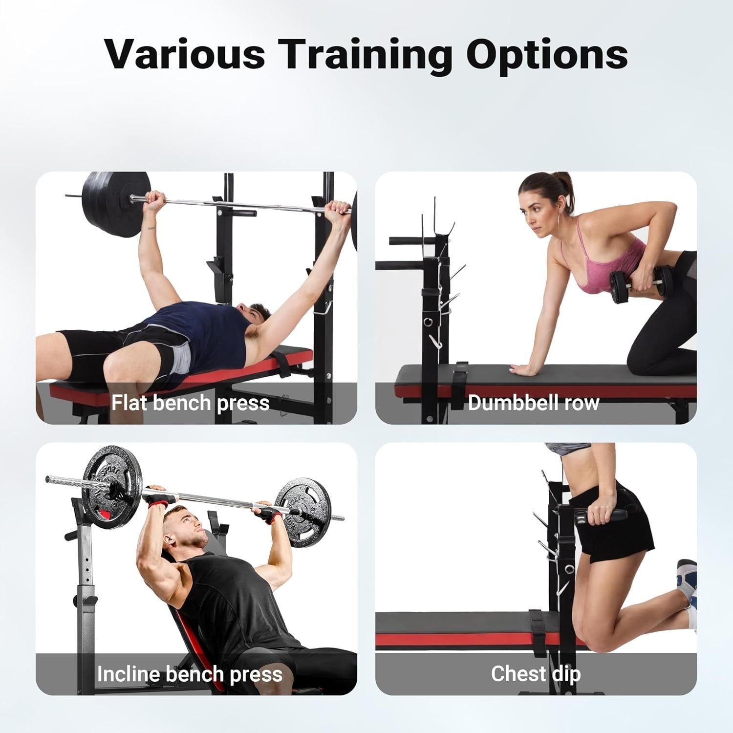 Foldable Adjustable Weight Bench With Barbell Rack 230kg Home Gym