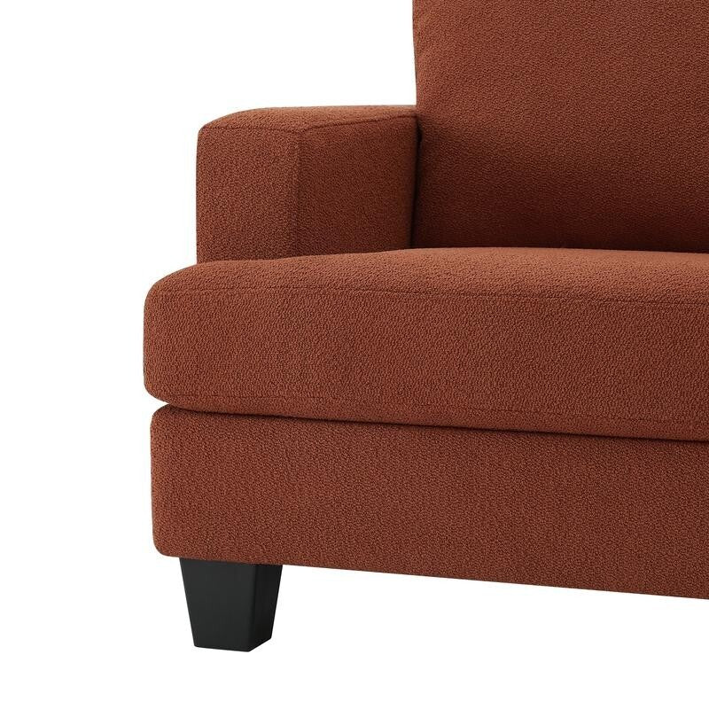 3 Seater Chaise Sofa Burnt Orange Boucle Fabric | Left or Right L Shape
