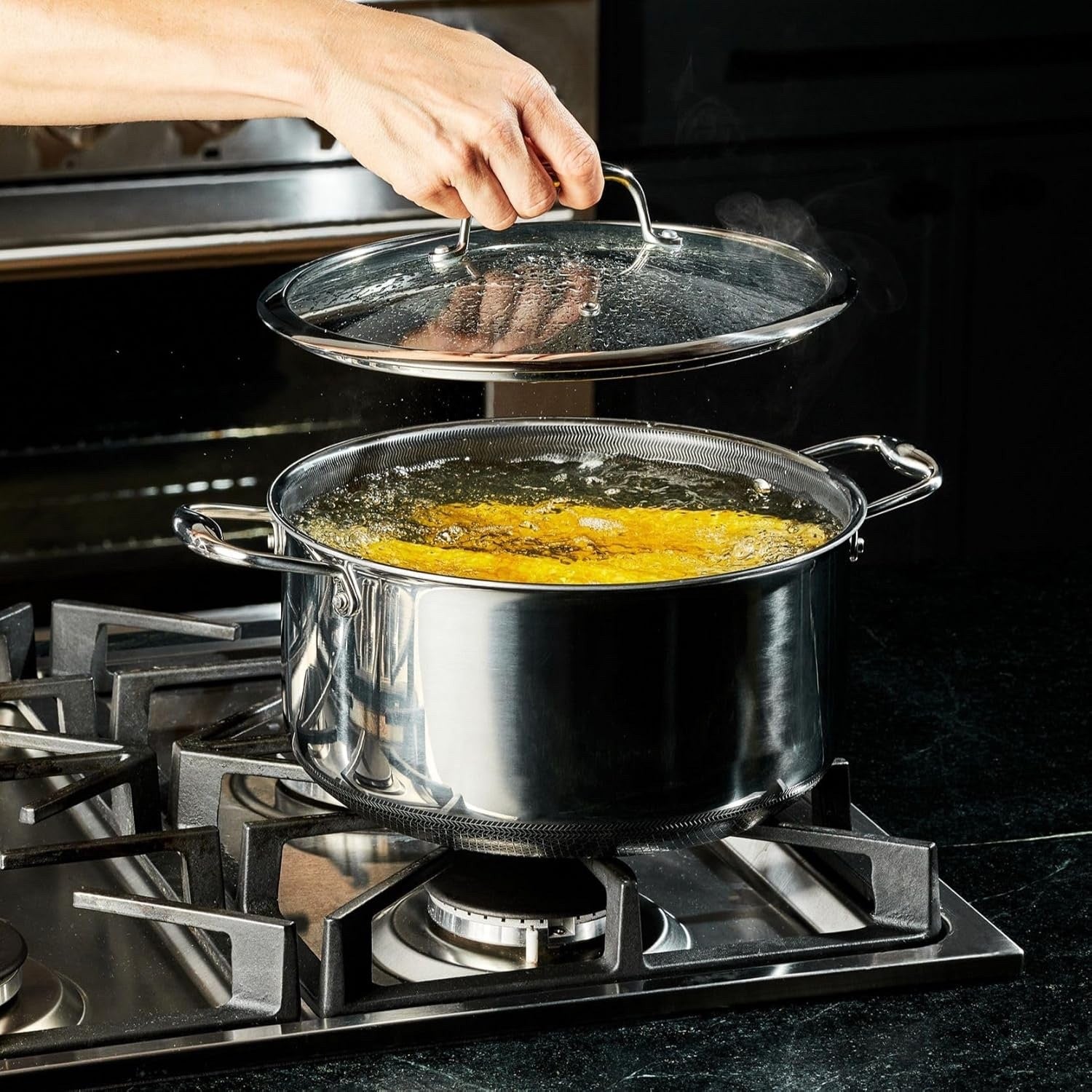 7.5L Non Stick Stockpot with Lid – Induction & Oven Safe Stainless Steel Pot