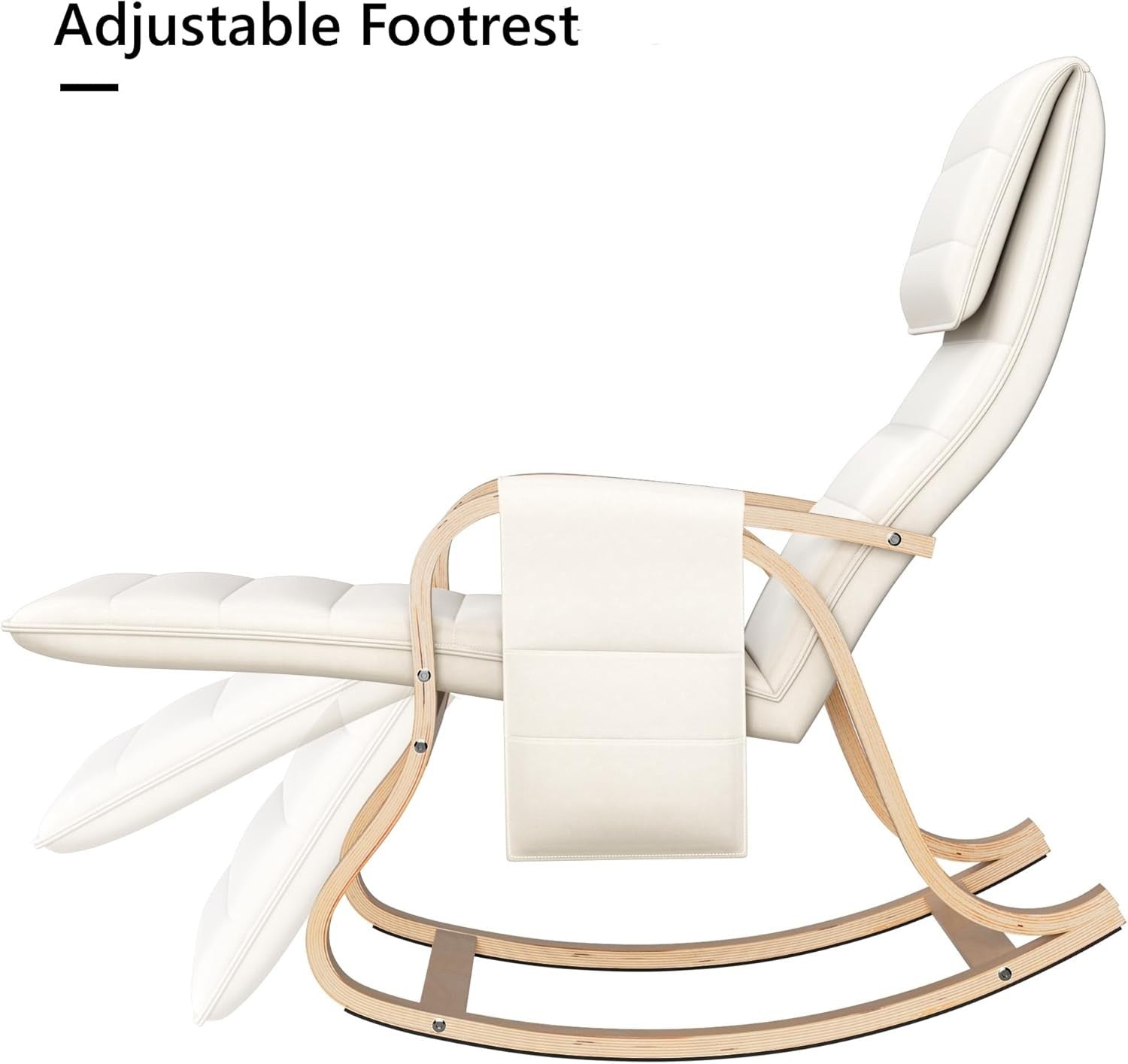 Comfortable Nursery Rocking Chair with Cushion & Adjustable Footrest, Beige