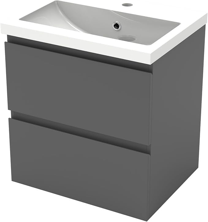 500mm Grey Bathroom Vanity Unit with Basin Sink 2 Drawer Storage Cabint