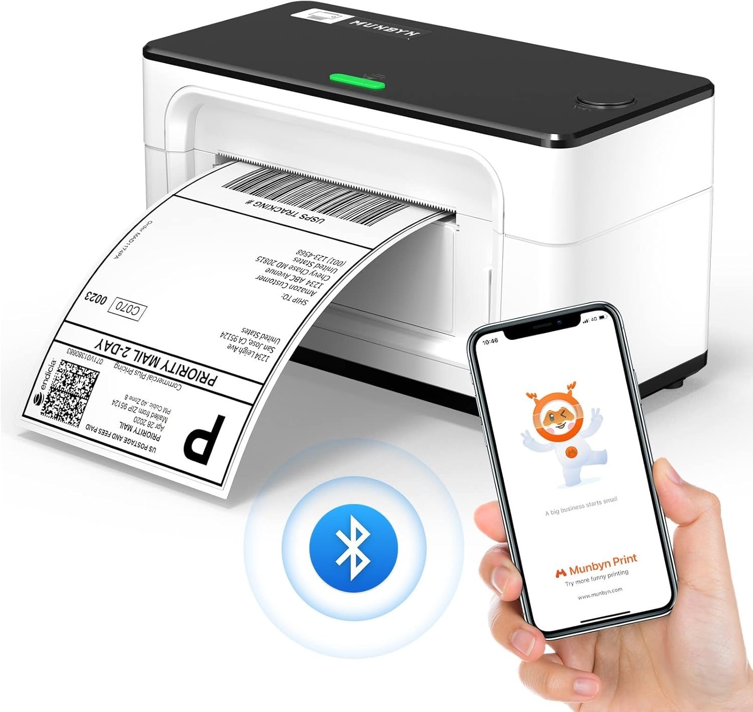 4x6 Bluetooth Thermal Label Printer Shipping Postage White