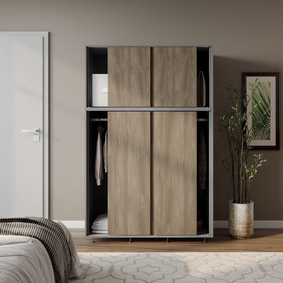 6-Door Sliding Wardrobe with Adjustable Feet | Spacious Closet Storage