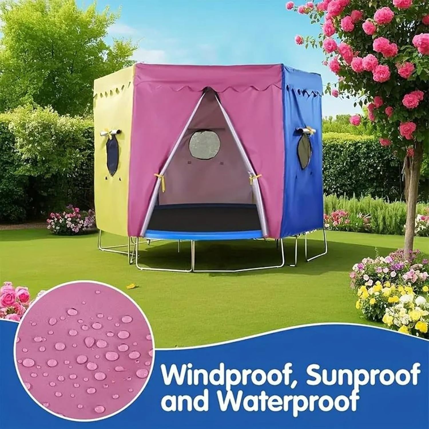 10FT Trampoline Tent Cover Waterproof UV Shade Outdoor Enclosure