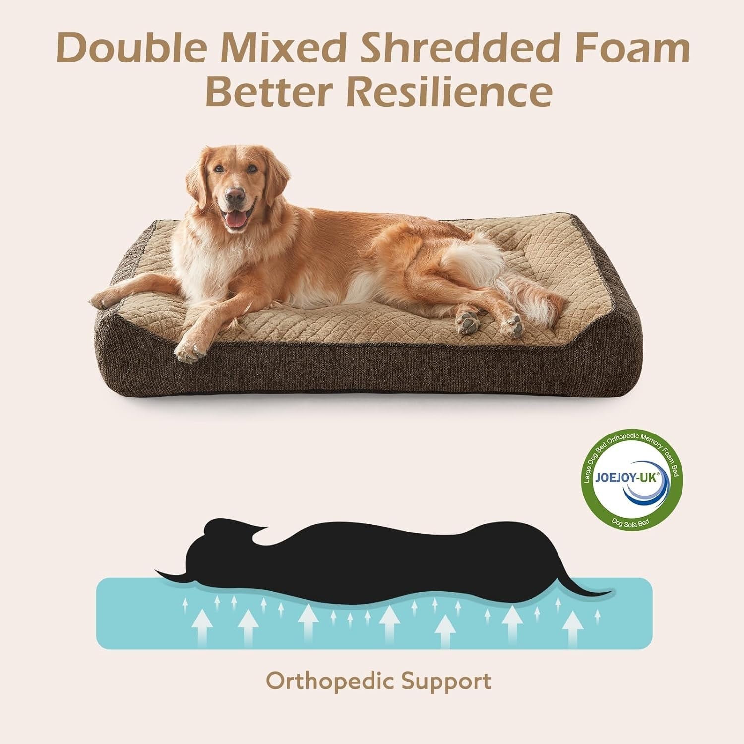 Large Orthopedic Dog Sofa Bed 97x71cm Extra Thick Washable Brown
