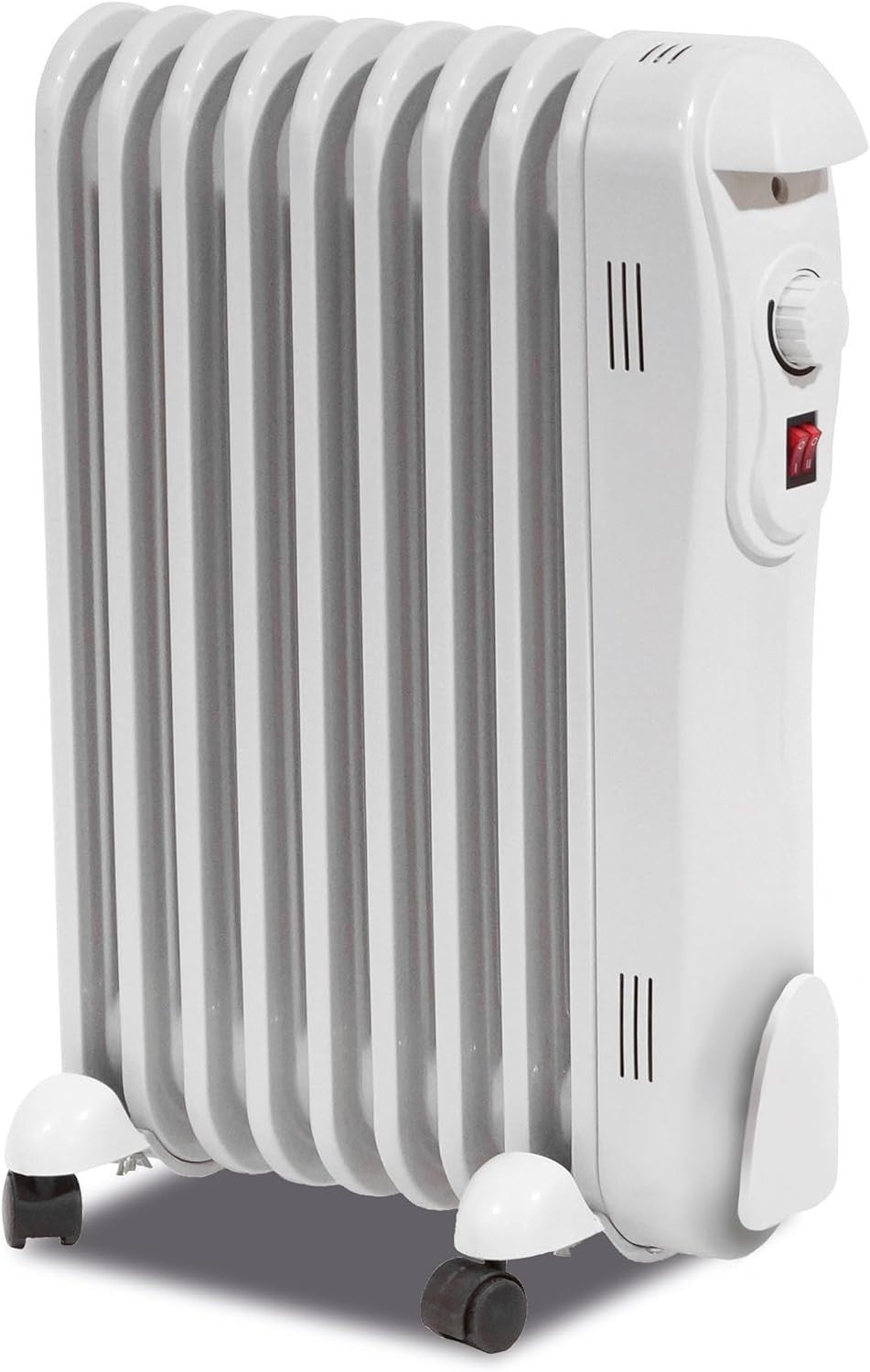 2000W Oil-Filled Radiator 9-Fin Portable Electric Heater Adjustable Thermostat