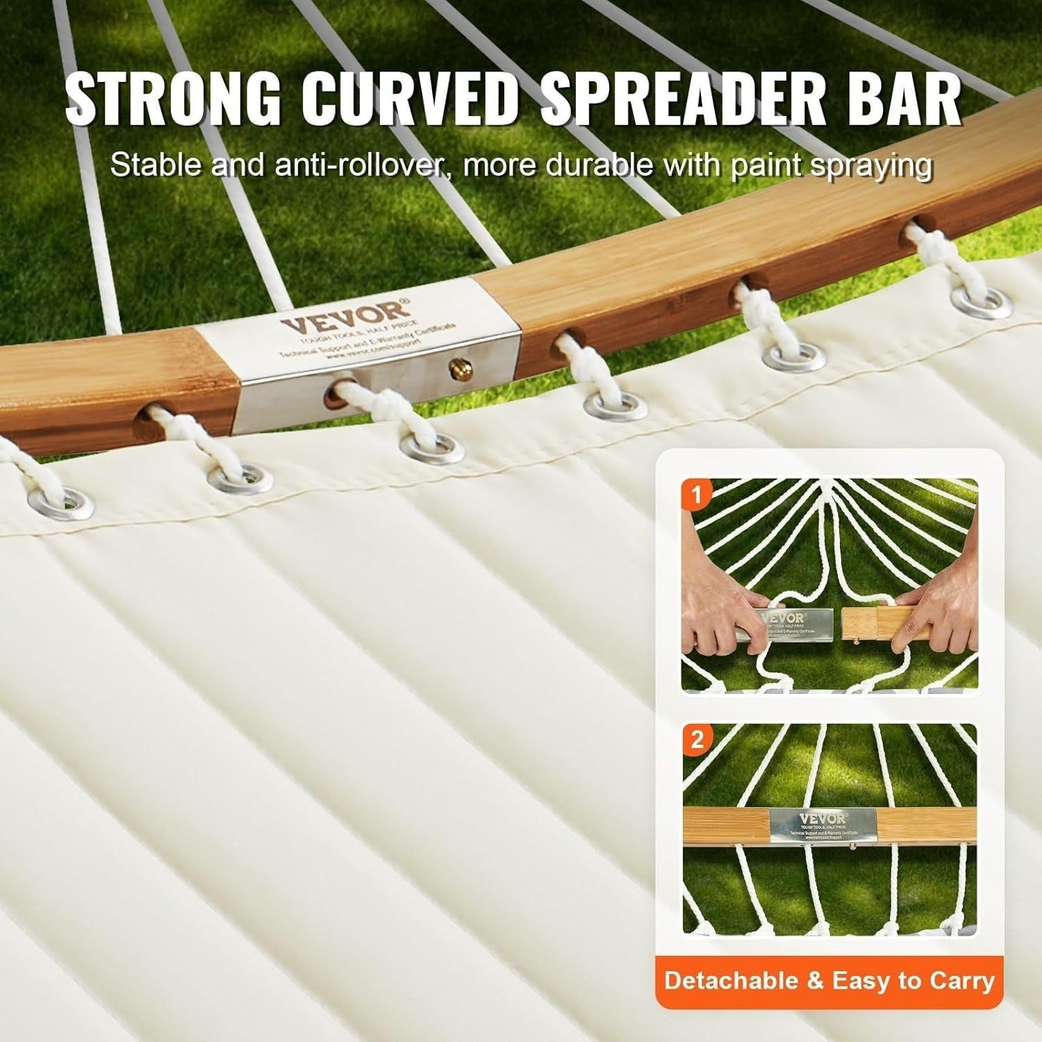 Luxury Quilted Hammock for 2 w/ Pillow & Spreader Bar – Indoor Outdoor