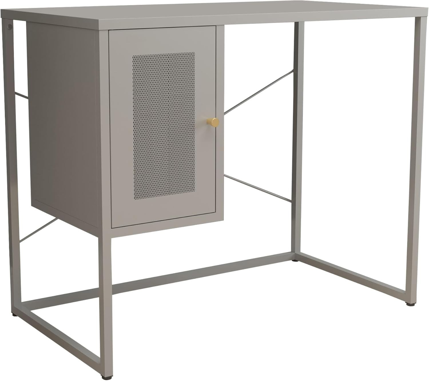 Grey Metal Computer Desk w/Storage Compartment | 100cm Home Office Table